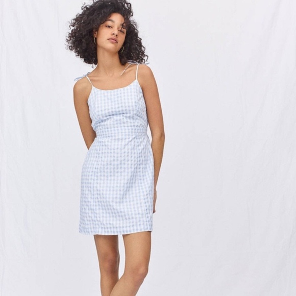 Madewell Blue & White Gingham Mini-Dress Size 14